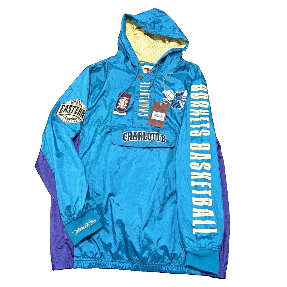 Mitchell & Ness Vintage NBA Charlotte Hornets 1/4 Zip Windbreaker Men's M
